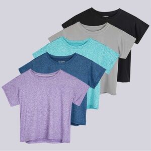 Real Essentials | 5 Pack Dry Fit Short Sleeve Crop Top